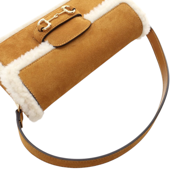 Pre-Loved Gucci Mini Shearling Suede 1955 Horsebit Handbag - Picture 11 of 12